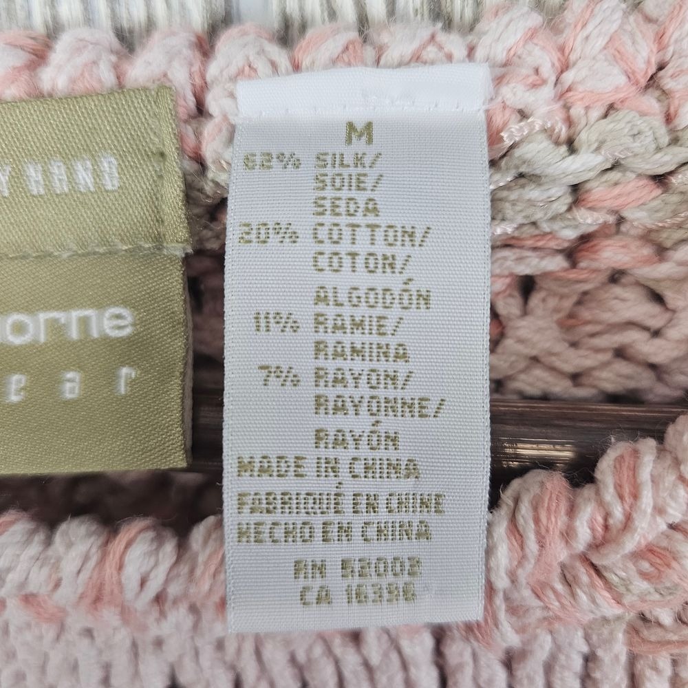 Liz Claiborne Lizwear Cottagecore Hand Knit Silk Blend Striped Sweater Women's M - Picture 6 of 7